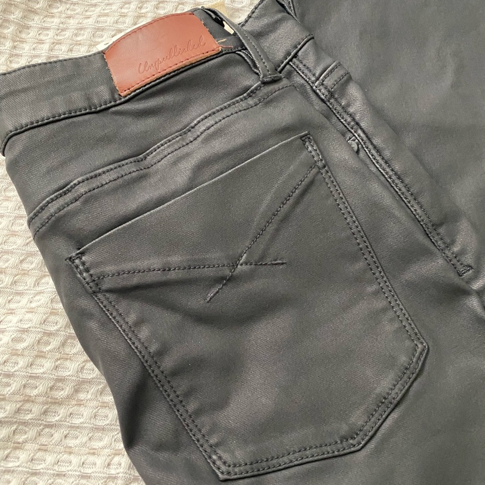 Brand New!! Matte leather like pants. Waxed denim.